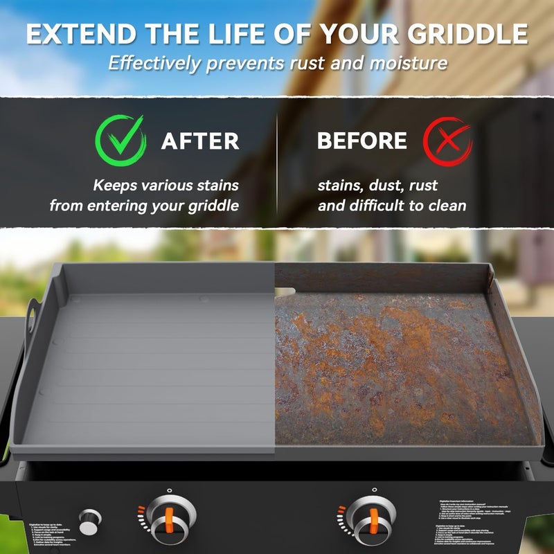 Protebox Magnetic Silicone Griddle Cover for Blackstone - 28 Inch Silicone Grill Mat Upgraded Heavy Duty Omnivore Griddle Top Cover for Blackstone Accessories, Protect Grill from Rust & Dirt (Gray 28 inch) - Image 5